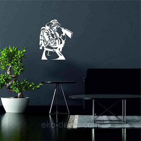 Декоративное настенное Панно «Пожарник» , Декор на стену 90*75 см, Белый Киев