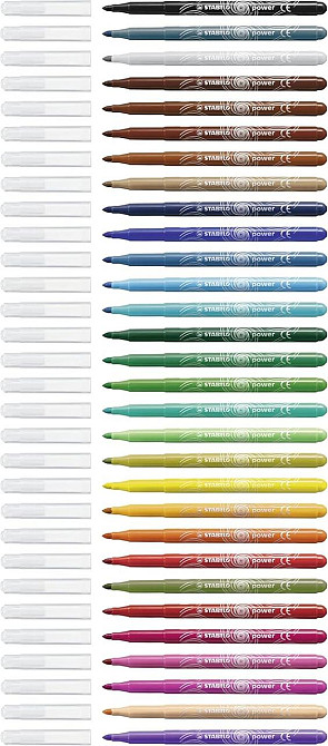 Маркери STABILO power середній наконечник 2 мм набір 30 шт асорті водорозчинні для малювання Київ - фото 2