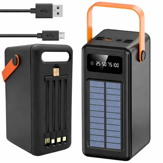 Мощный повербанк 180000 мАч с солнечной панелью, 4 USB, JS-641CX / Портативное зарядное устройство Коломыя