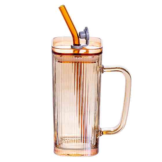 Кружка скляна з кришкою та трубочкою 280 мл Київ