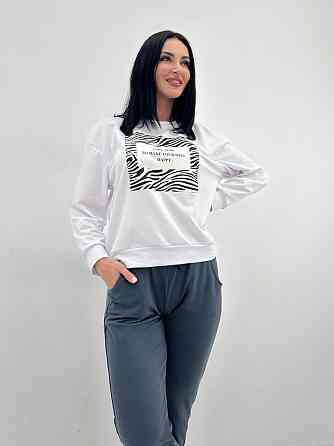 Трикотажный спортивный костюм с принтом Condor батал 54-56, Белый+графит Киев