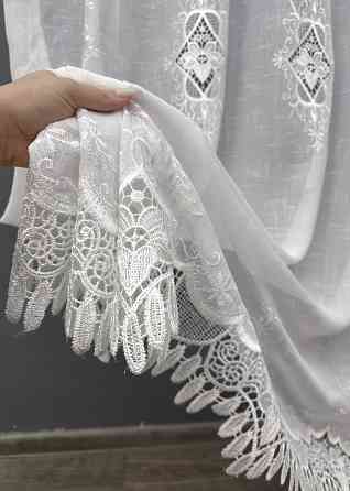 Тюль лен с кружевом цвет белый 1806т Киев