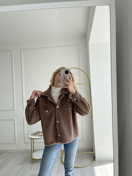 Женская теплая рубашка из мягкой овчины Тедди. Шоколад Одесса - изображение 15