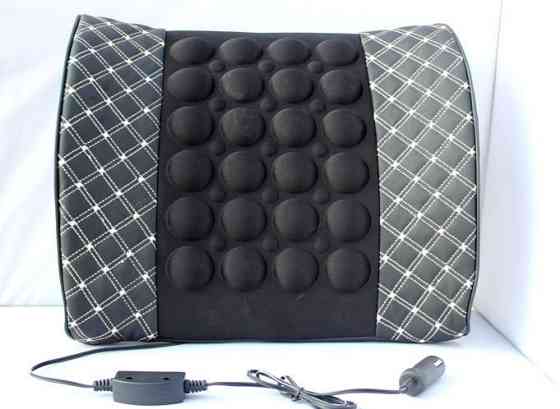 КОМПЛЕКТ!!! Массажная вибро подушка и ПОДГОЛОВНИК в авто, вибро упор для спины в автомобиль БЕЛАЯ нитка Кременчуг