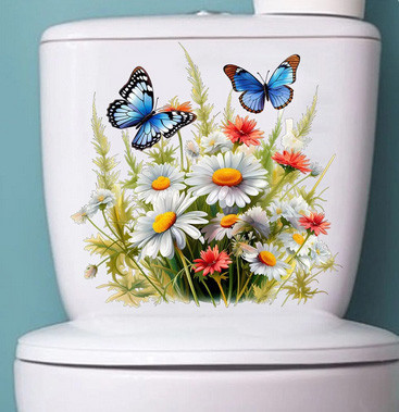 Наклейка на унітаз декор Метелики та ромашки Київ - фото 1