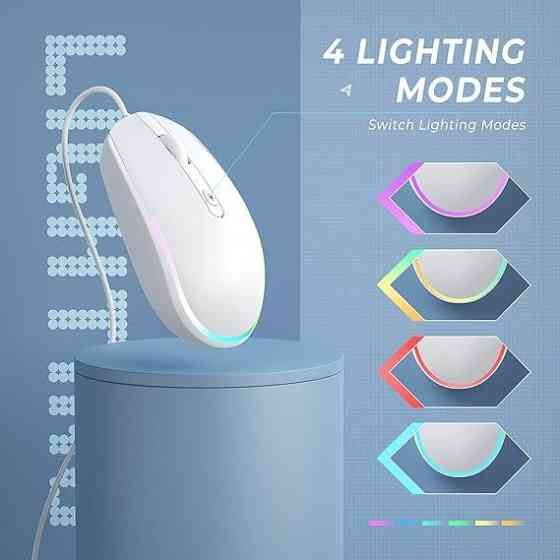 Дротова миша seenda - USB-комп'ютерна миша з RGB-підсвічуванням, оптична світлодіодна миша з підключеним USB-кабелем для ноутбуків Київ