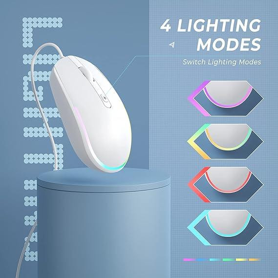Дротова миша seenda - USB-комп'ютерна миша з RGB-підсвічуванням, оптична світлодіодна миша з підключеним USB-кабелем для ноутбуків Київ - фото 4