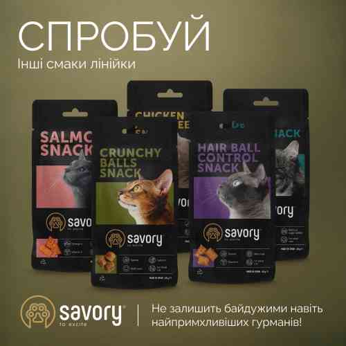 Хрумкі ласощі Savory Cats Snacks Pillows Sensitive для дорослих котів з чутливим травленням, 60 г Київ