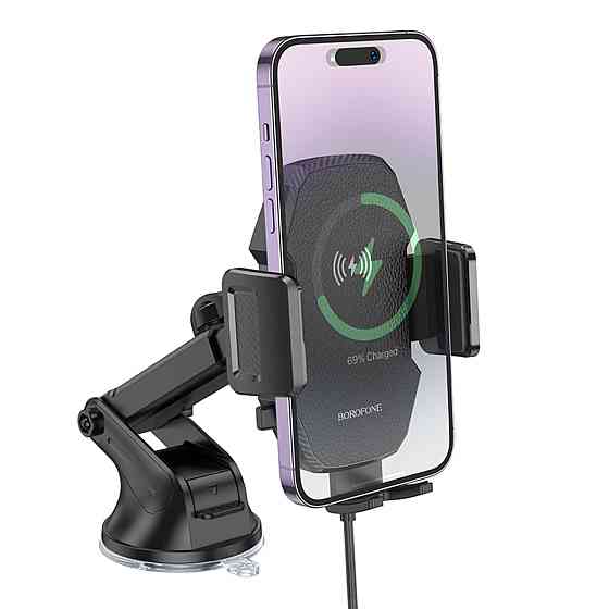 Тримач для мобiльного з БЗП BOROFONE BH214 Adelante wireless fast charging car holder(center console) Black (6941991109782) Київ