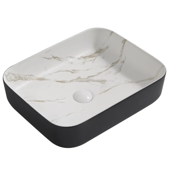 Раковина накладна MIXXUS PREMIUM DIVERSE-0110 MARBLE-BLACK 500х390х130mm   ( MP6517 ) 23922 Харьков