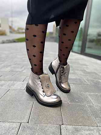 Injers Черевики жіночі INJERS срібні натуральна шкіра висота 13см (4006) 36р.37р.39р.40р. Коломия