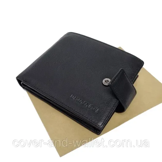 Брендовий чоловічий гаманець із блоком для документів чорного кольору Marco Coverna BK 010-823 Київ - фото 4