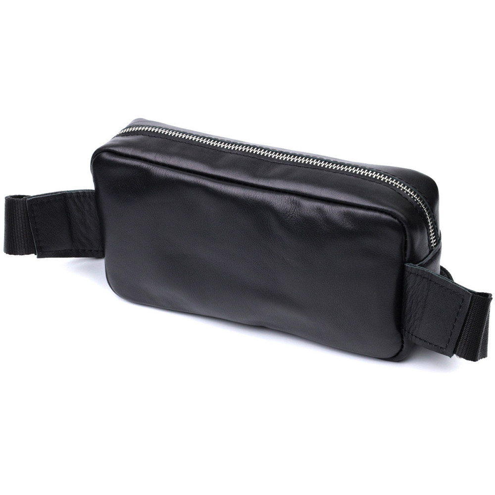 Прямоугольная сумка-бананка для мужчин из натуральной глянцевой кожи Shvigel 22825 Черная Киев - изображение 10