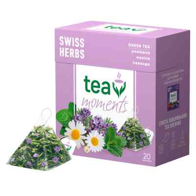 Чай Tea Moments Swiss Herbs зелений 20х1.7 г пірамідки (tm.02944) Вінниця