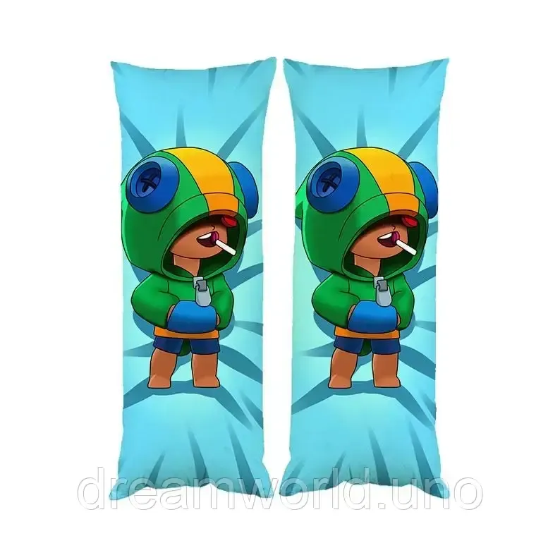 Подушка дакимакура Леон Бравл Старс декоративная партовая подушка для обнимания 60х200 Харьков - изображение 1