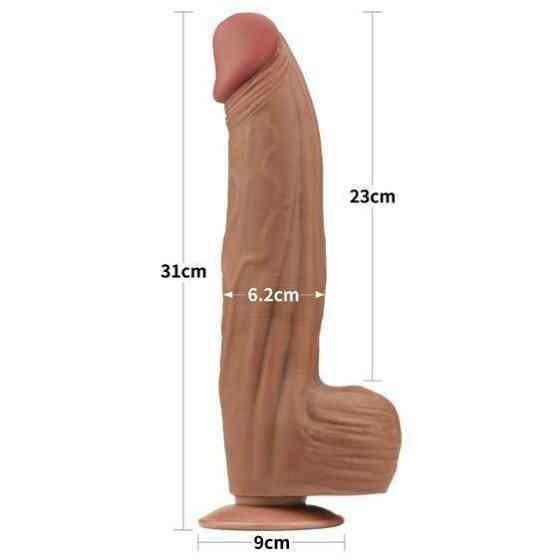 Фалоімітатор - Sliding-Skin Dual Layer Dong 12" Brown Sex Aura Київ
