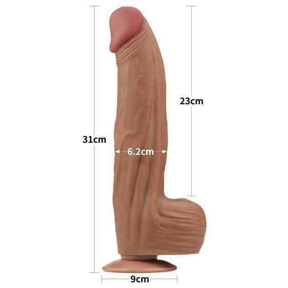 Фалоімітатор - Sliding-Skin Dual Layer Dong 12" Brown Sex Aura Київ - фото 3