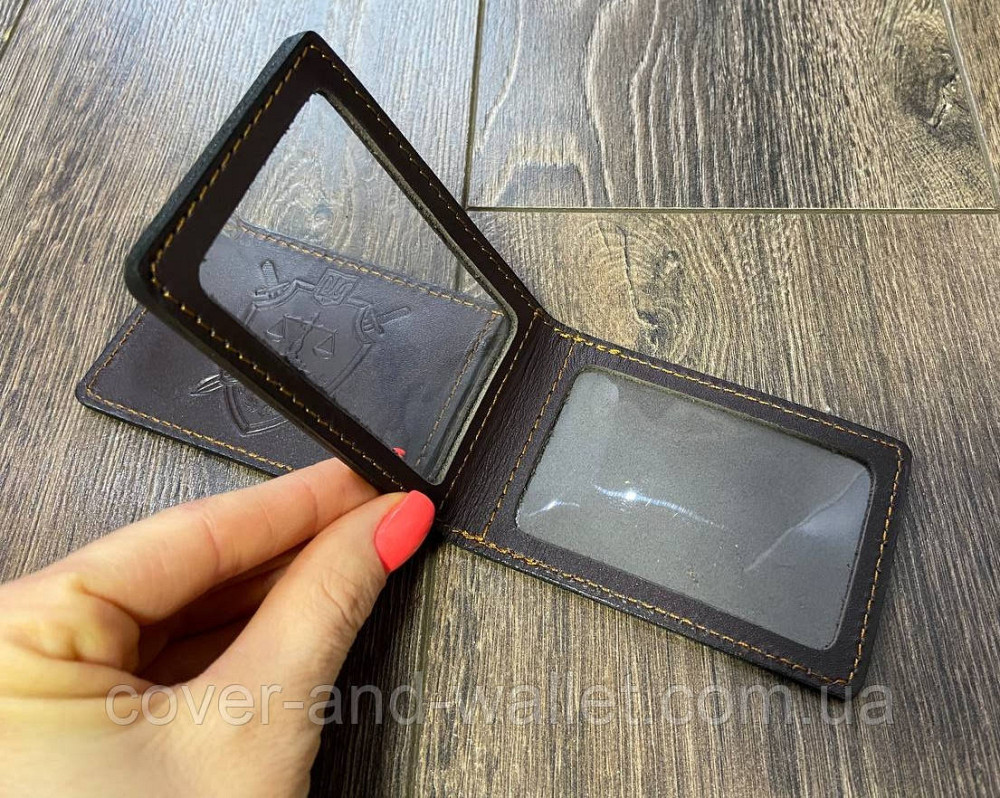 Шкіряна обкладинка на посвідчення Прокуратура України з додатковим клапаном Київ - фото 4