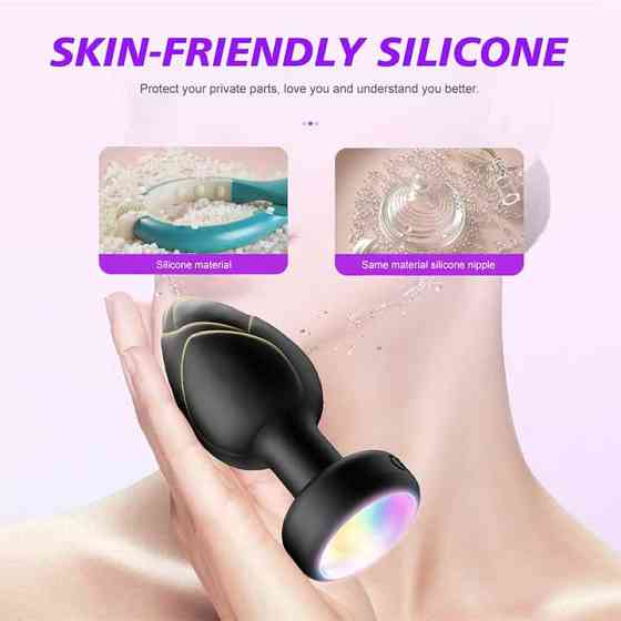 Анальна пробка що світиться з вібрацією і Д/К Light Anal Plug 3,5*9 см чорний — Анальні іграшки Вінниця