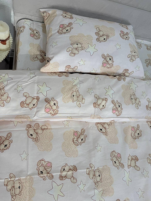 Ecotton Дитячий комплект постільної білизни Ecotton 110х140 см персиковий Хмаринкові Ведмедики Київ - фото 2