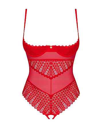 Боді з доступом Obsessive Ingridia crotchless teddy XL/2XL, червоне, відкриті груди Sex Aura Київ