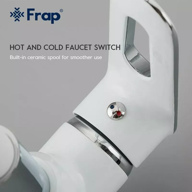 Смеситель для кухни Frap F4049 с гибким изливом, белый/хром Киев - изображение 3