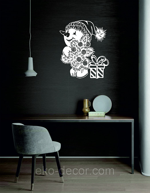 Декоративное настенное Панно «Снеговик», Декор на стену 70*59 см, Белый Киев - изображение 4