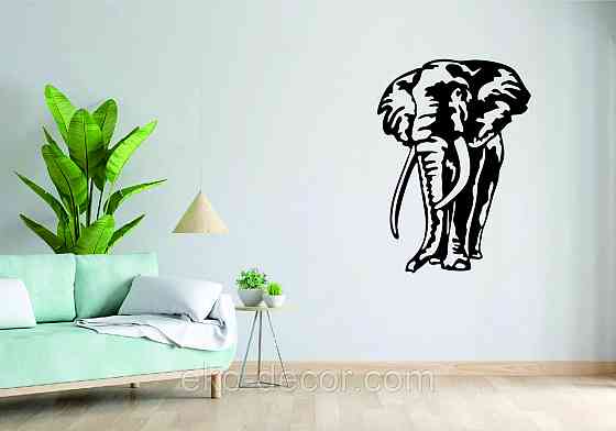 Декоративне настінне Панно «Слон», Декор на стіну 90*64 см, Чорний Київ