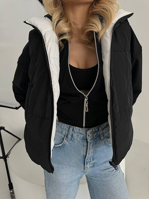 Жіноча двостороння жилетка з кулісками з боків і кишенею плащівка емі + силікон Чорний, 46/48 Одеса - фото 1