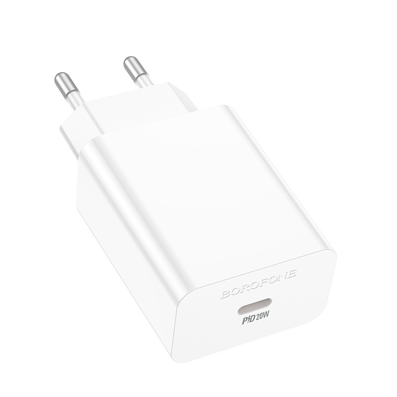Мережевий зарядний пристрій BOROFONE BA21A Pro Long journey single port PD20W charger White Одеса - фото 3