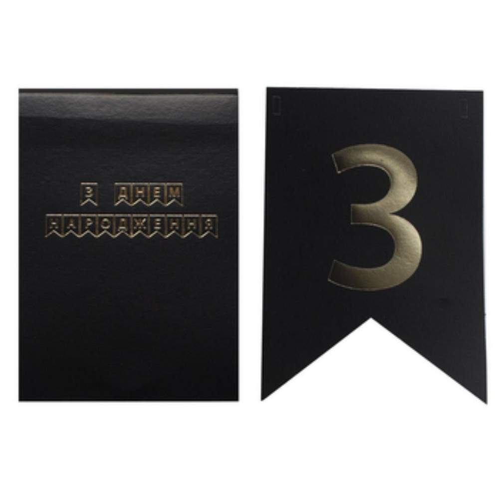 Гірлянда прапорці за днем народження золото на чорному Київ - фото 3