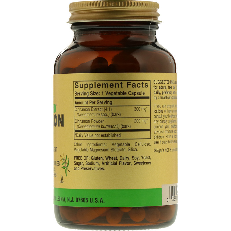 Экстракт корицы Solgar Cinnamon Full Potency Herbs 100 вег капсул Киев - изображение 2