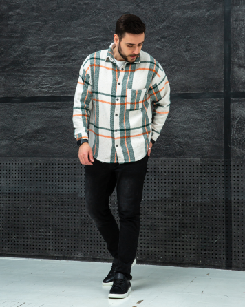 Сорочка чоловіча байка Біло-зеленийй XL Харків