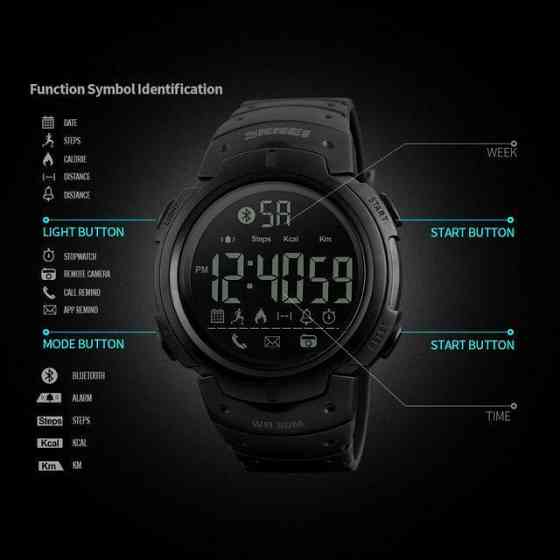 Спортивний смарт годинник Skmei 1301 Шагомер Bluetooth удароміцні Чорні Вінниця