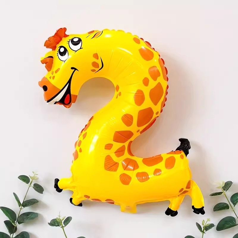 Шарик цифра 2 Жираф 16 дюймов разноцветный Киев - изображение 1