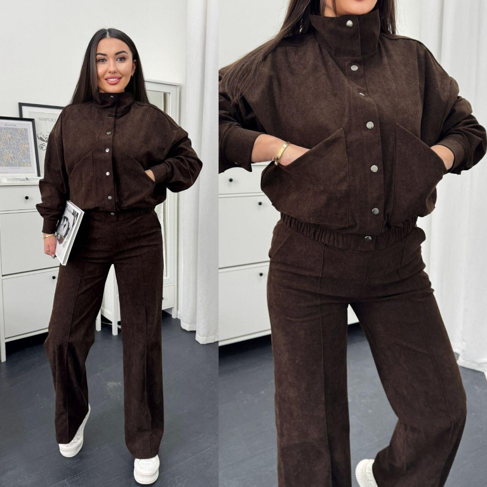 Жіночий стильний повсякденний костюм-двійка бомбер + штани Шоколад, 42/44 Одеса - фото 7
