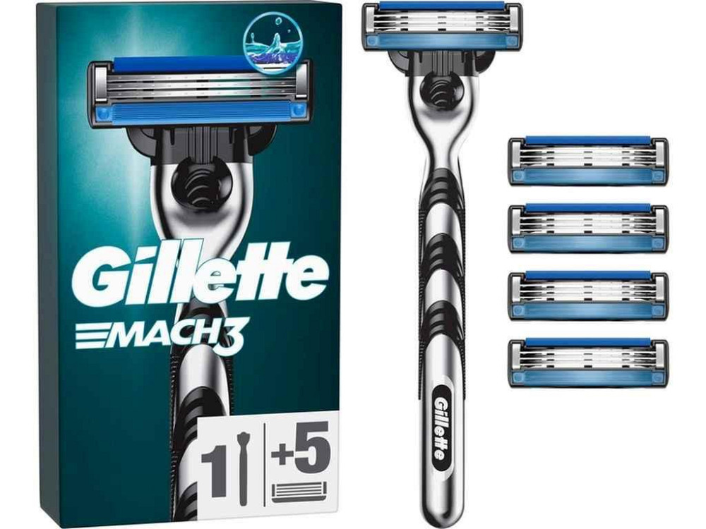 Станок для бритья 1шт Mach3 с 5 сменными картриджами ТМ GILLETTE Киев - изображение 1