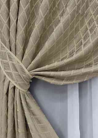 Комплект готових штор VR-Textil Жакард RUBI № 1760ш Сіро-бежевий 100х290 см 2 шт (31-812) Київ