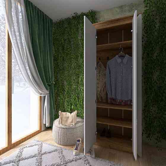 Шафа-пенал із дзеркалом Еверест Нордік-800 Білий + Дуб крафт золотий (DTM-5539) Львів