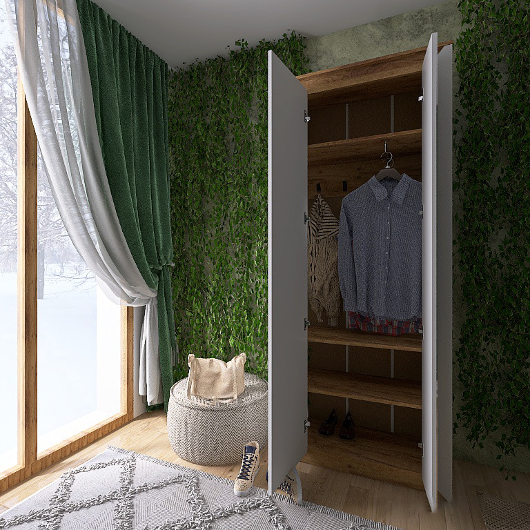 Шафа-пенал із дзеркалом Еверест Нордік-800 Білий + Дуб крафт золотий (DTM-5539) Львів - фото 6