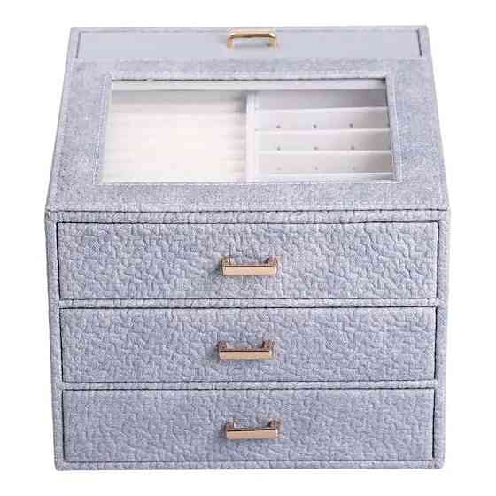 Шкатулка для прикрас з еко-шкіри, 3 яруси Київ