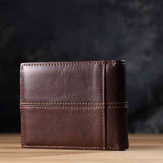 Горизонтальний стильний гаманець з натуральної шкіри Коричневий (Vintage) Київ