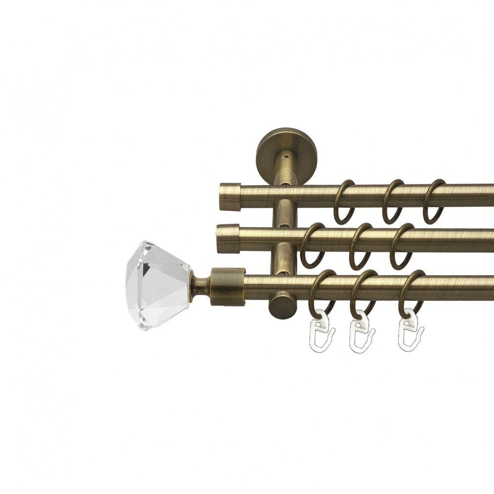 Карниз Orvit Спектралія металевий трирядний циліндр (20 см) гладка труба кільце металеве Антик 16\16\16 мм 240 см (00-00015803) Львів - фото 1