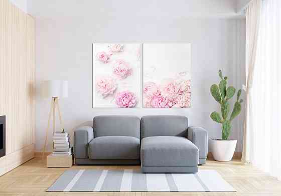 Модульная картина в гостиную / спальню  Ніжні піони   TLV-2_047 90x132 см Київ