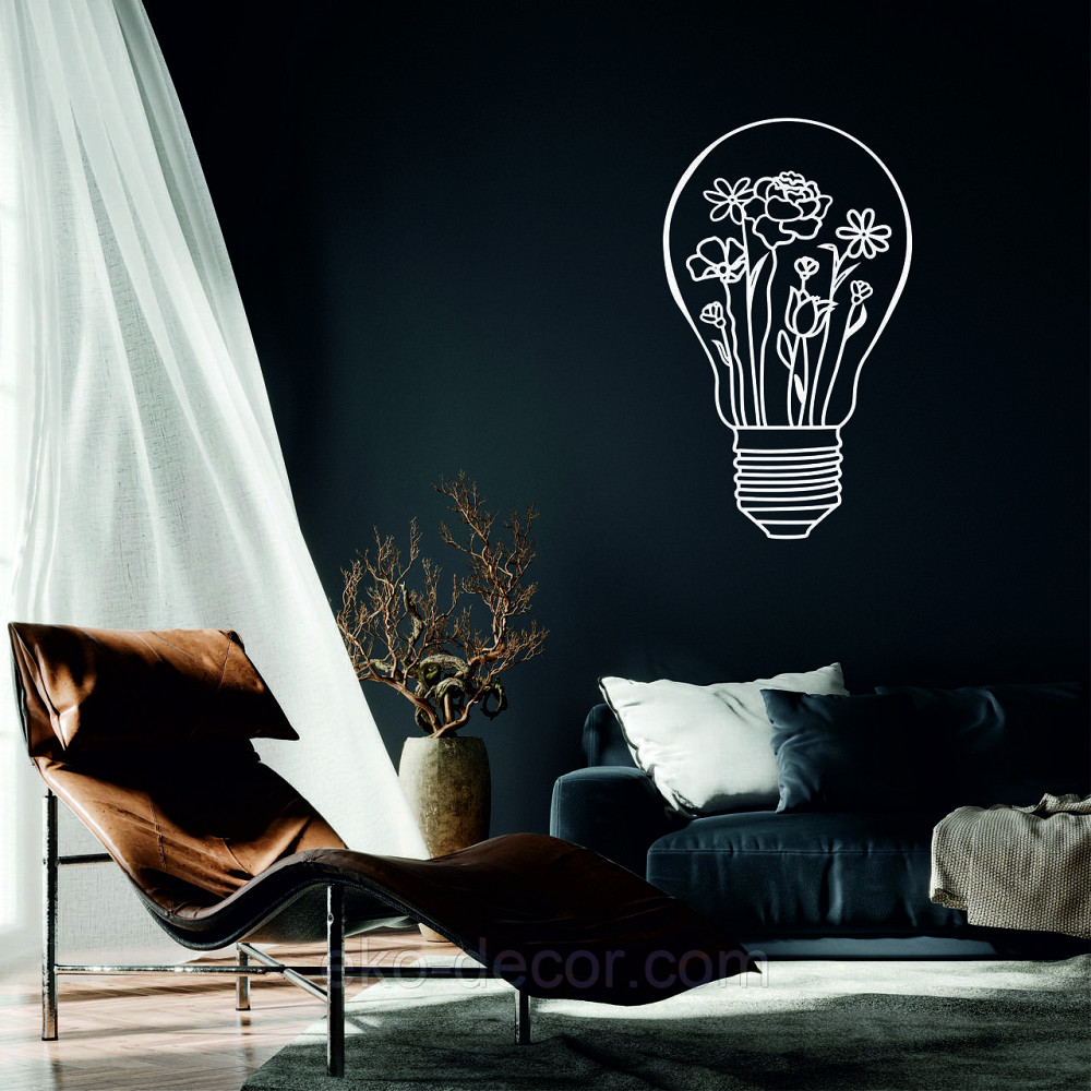 Декоративне настінне Панно «Лампочка» Декор на стіну 110*65 см, Білий Київ - фото 1