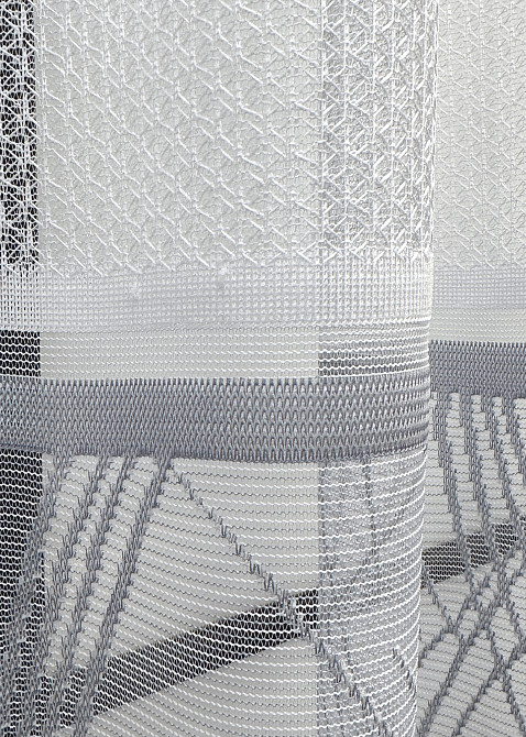 Короткий тюль жакард, висотою 2м, колір білий з сірим 1949т Київ - фото 2