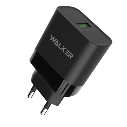 Зарядний пристрій мережевий USB 2,4A QC 15W чорний WALKER WH-35 Житомир