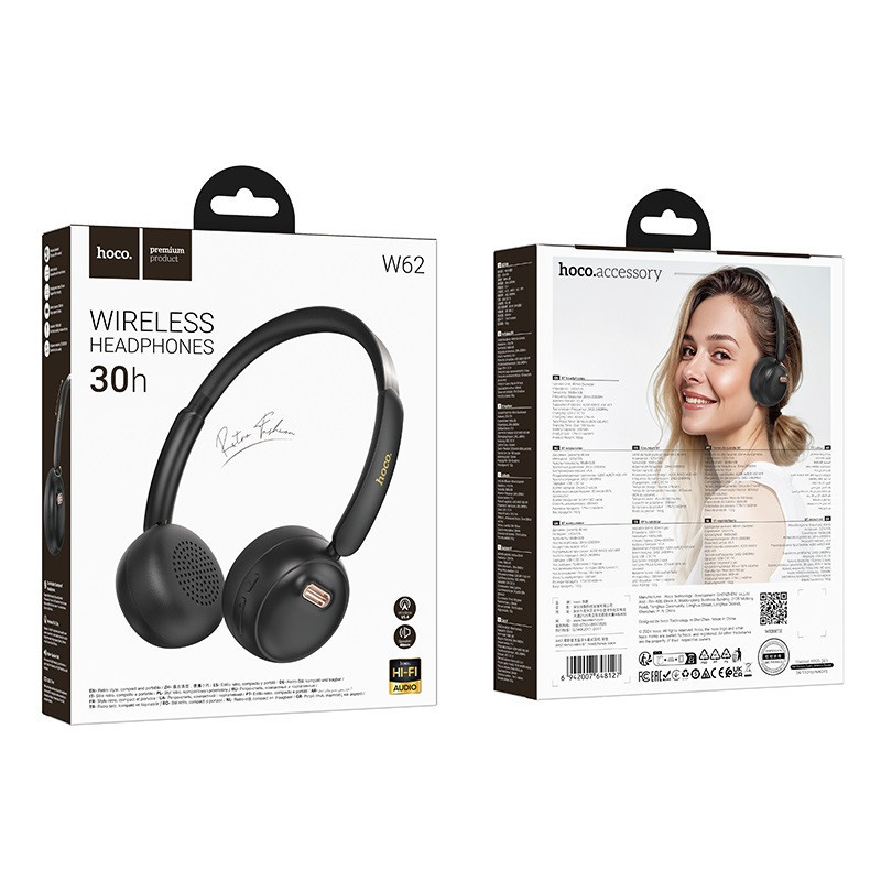 Беспроводные наушники HOCO W62 Verso retro BT headphones Black Одесса - изображение 2
