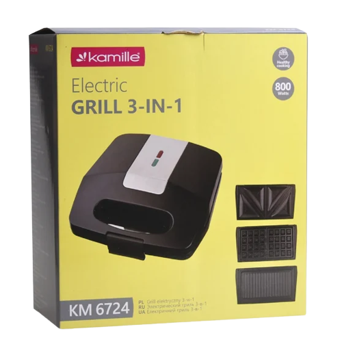 Електричний гриль 3в1 800W зі знімними пластинами 6724 KAMILLE Житомир