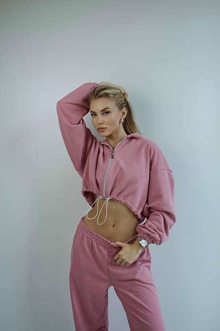 Женский трендовый базовый спортивный костюм двойка трехнить петля 42/44, Пудра Одесса - изображение 5